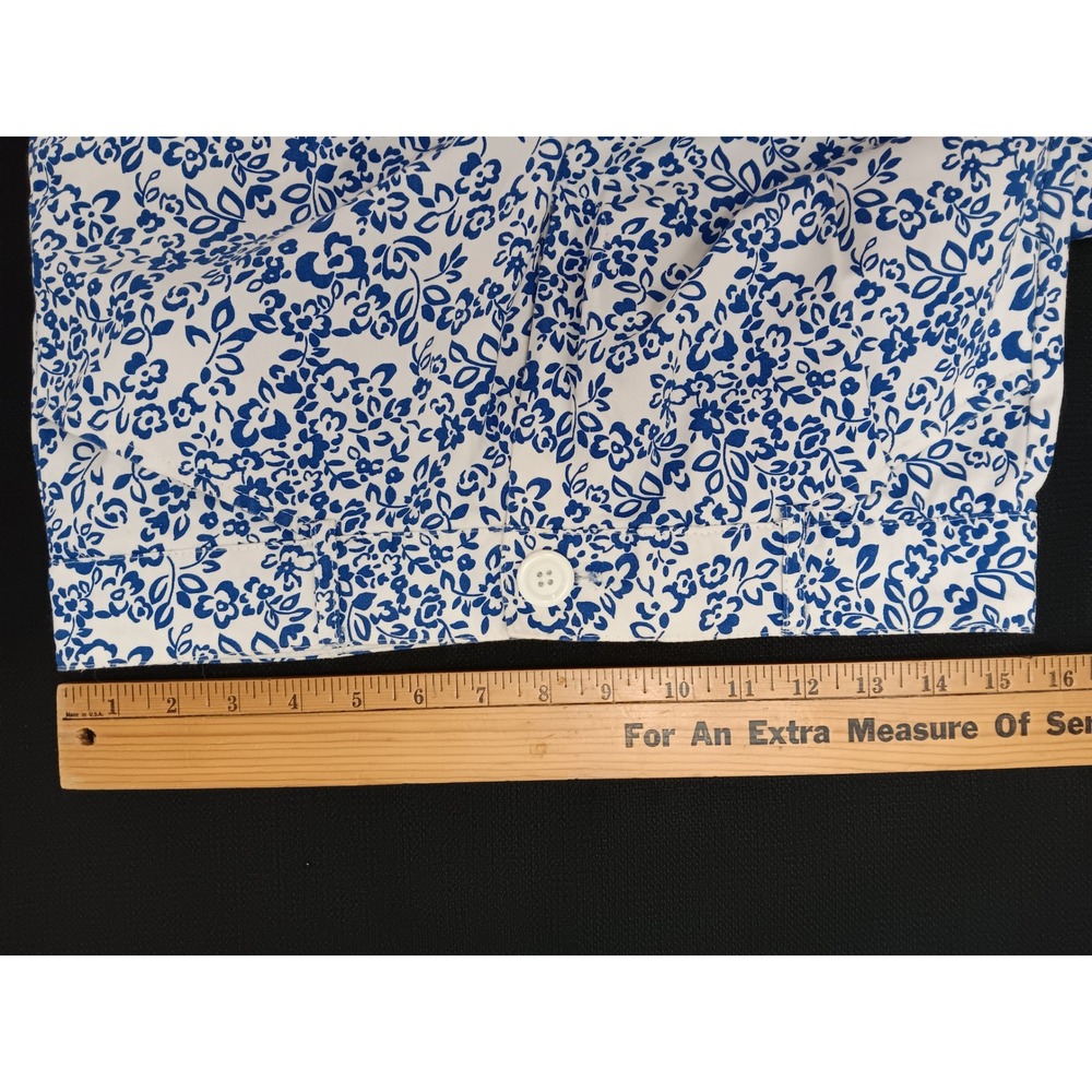 Nautical Blue White Floral Wide Leg Cropped Pants Summer Trouser 31 Waist - Picture 4 of 12